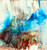 15. 36”x36” Mixed Media on Metal square abstract mixed media painting on metal panel with bold shapes and textured contemporary design