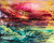 Blazing Horizon abstract metal artwork inspired by horizon lines and luminous color transitions with textured mixed media surface
