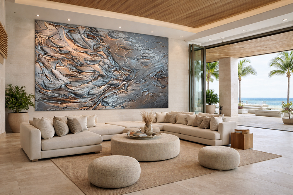 Curated Visual Space for a coastal lobby wall art