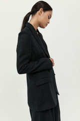 Tailored Linen Blazer - Black