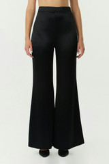 Satin Flare Trouser | Black
