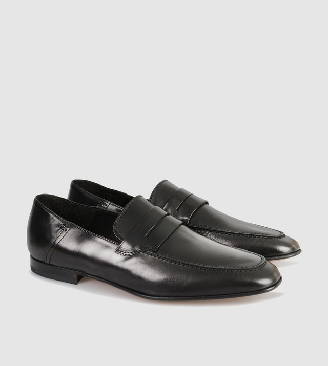 Teramo Shoe - Black - Soft Tumble Leather Loafer Shoes, Shoes