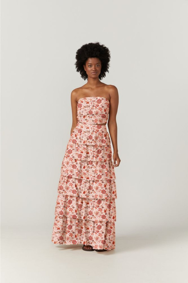 Bloom Strapless Maxi Dress - Pink Floral