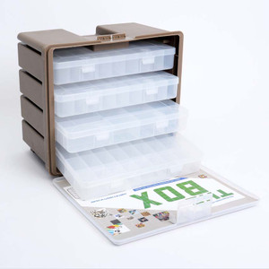 Spacious 16"(H) X 14"(W) X 10"(D) Outer Case.  4-drawers with over 100 individual storage compartments