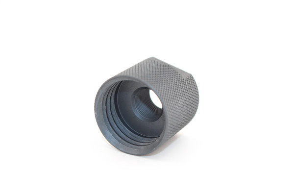5/8 x 24 Knurled Bottle Fitting- Black Anodized 7075AL
