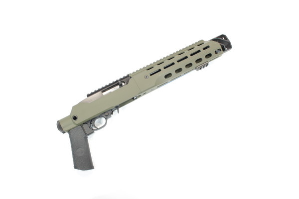 OLIVE DRAB CERAKOTE-RUGER 10/22 CHARGER PISTOL CHASSIS -3 PIECE, FULL THROAT BRAKE