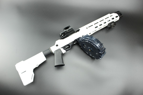 "STORM TROOPER WHITE" 10/22 CHARGER PISTOL CHASSIS -3 PIECE, FULL THROAT BRAKE