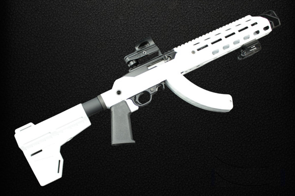 "STORM TROOPER WHITE" 10/22 CHARGER PISTOL CHASSIS -3 PIECE, FULL THROAT BRAKE