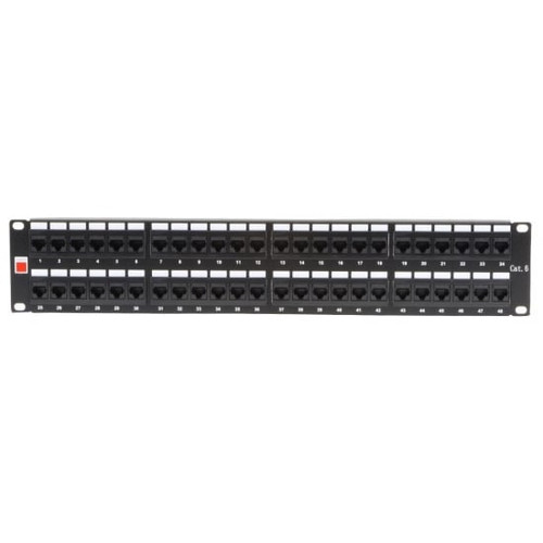 19' CAT6 2U 48 Port RJ-45 Patch Panel, Unshielded, Black 19' CAT6 2U 48 Port RJ-45 Patch Panel, Unshielded, Black