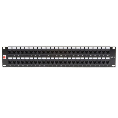 19' CAT5e 2U 48 Port RJ-45 Patch Panel, Unshielded, Black 19' CAT5e 2U 48 Port RJ-45 Patch Panel, Unshielded, Black