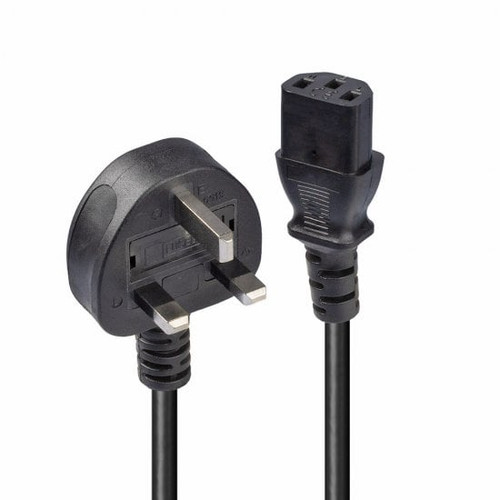 5m UK 3 Pin Plug to IEC C13 mains power Cable, Black