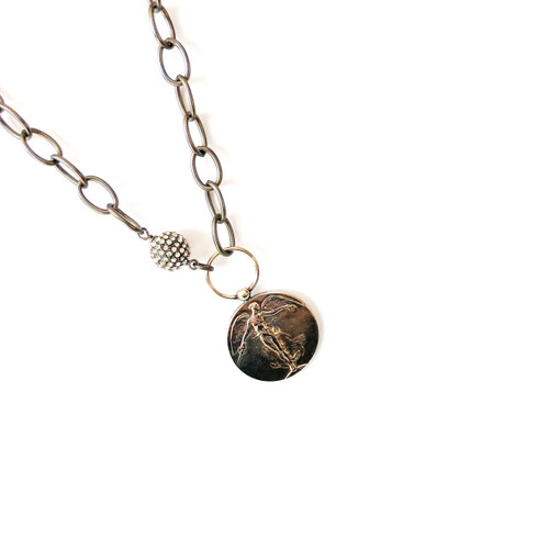Long Silver Vintage Necklace with WWI Victory Medallion