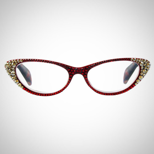 Women's Red Readers with Red and Gold Swarovski Crystals