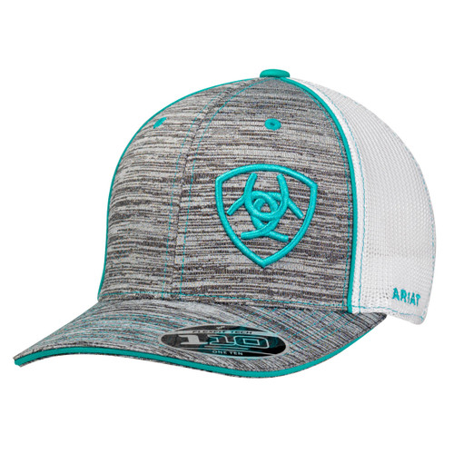 Men's Grey Heather Flex Fit Ball Cap with Turquoise Accents