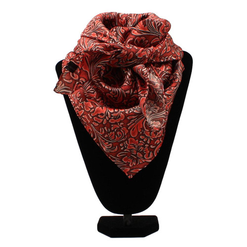 Red Floral Silk Wild Rag Scarf