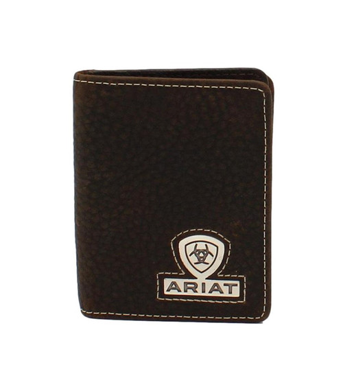 Men's Brown Rowdy Bifold Flipcase Wallet Silver Shield