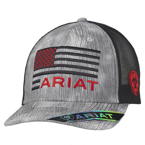 Men's Black and Grey Ball Cap with USA Flag Design