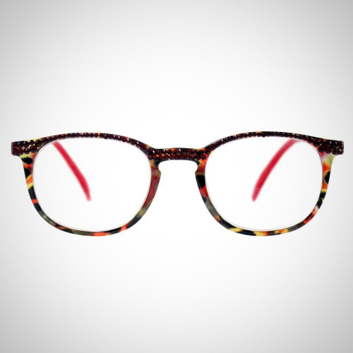 Women's Red Siam Swarovski Crystal Readers