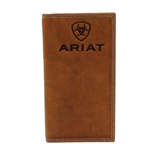 Men's Brown Leather Rodeo Wallet with Debossed Logo