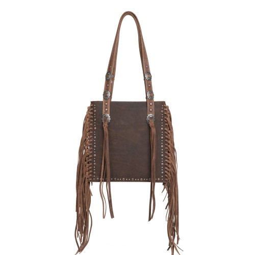 Genuine Leather Coffee Casuutha Fringe Concealed Carry Shoulder Bag