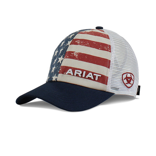 Women's USA Flag Low Profile Structured Ball Cap with Ponyflo