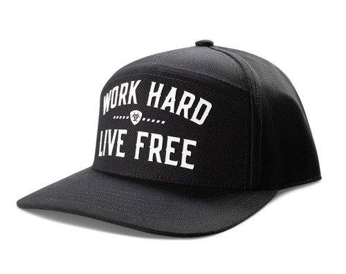 Men's Black Ball Cap with WORK HARD LIVE FREE