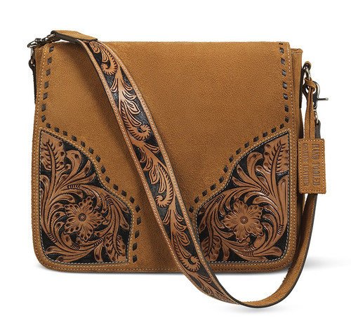 Sierra Conceal Carry Tan Roughout Leather Large Shoulder Bag