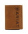 Men's Smooth Brown Distressed Leather Trifold Wallet w/Debossed Logo