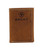 Men's Smooth Brown Leather Trifold Wallet with Embossed Logo