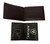 Men's Dark Brown Smooth Leather Bifold Removable Passcase Wallet w/Flag