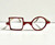 Women's Red Asymmetrical Circle Square Readers with Swarovski Crystals