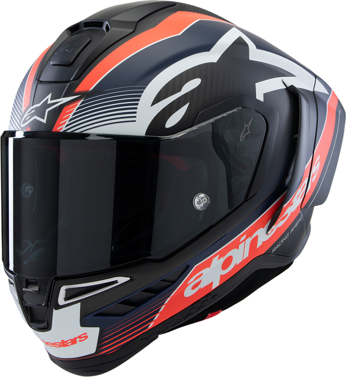 ALPINESTARS Supertech R10 Helmet - Team - Matte Black/Carbon Red Fluo/Blue - 8200224-1383