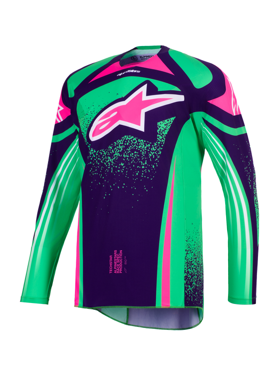 Alpinestars 2026 Techstar Nomur Motocross Jersey Deep Purple Green Pink