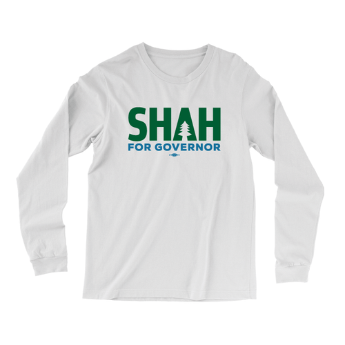 Shah For Governor (White Long-Sleeve Tee)