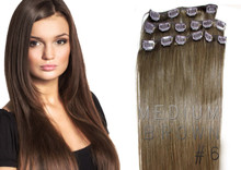 20" CLIP IN REMY HUMAN HAIR EXTENSION | 60GM PER PACK (6PCS) MED BROWN #6