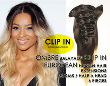 20" OMBRE CLIP IN EUROPEAN HUMAN HAIR EXTENSION 2/613