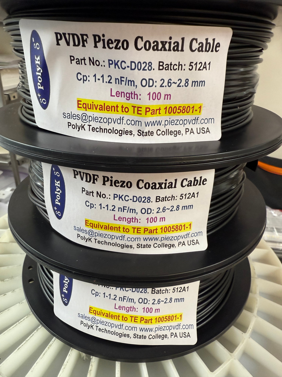 In Stock Piezoelectric PVDF Coaxial Cable for Security & Sleeping Monitor, Smart Piezo Fiber Fabric Cloth TE 1005801-1