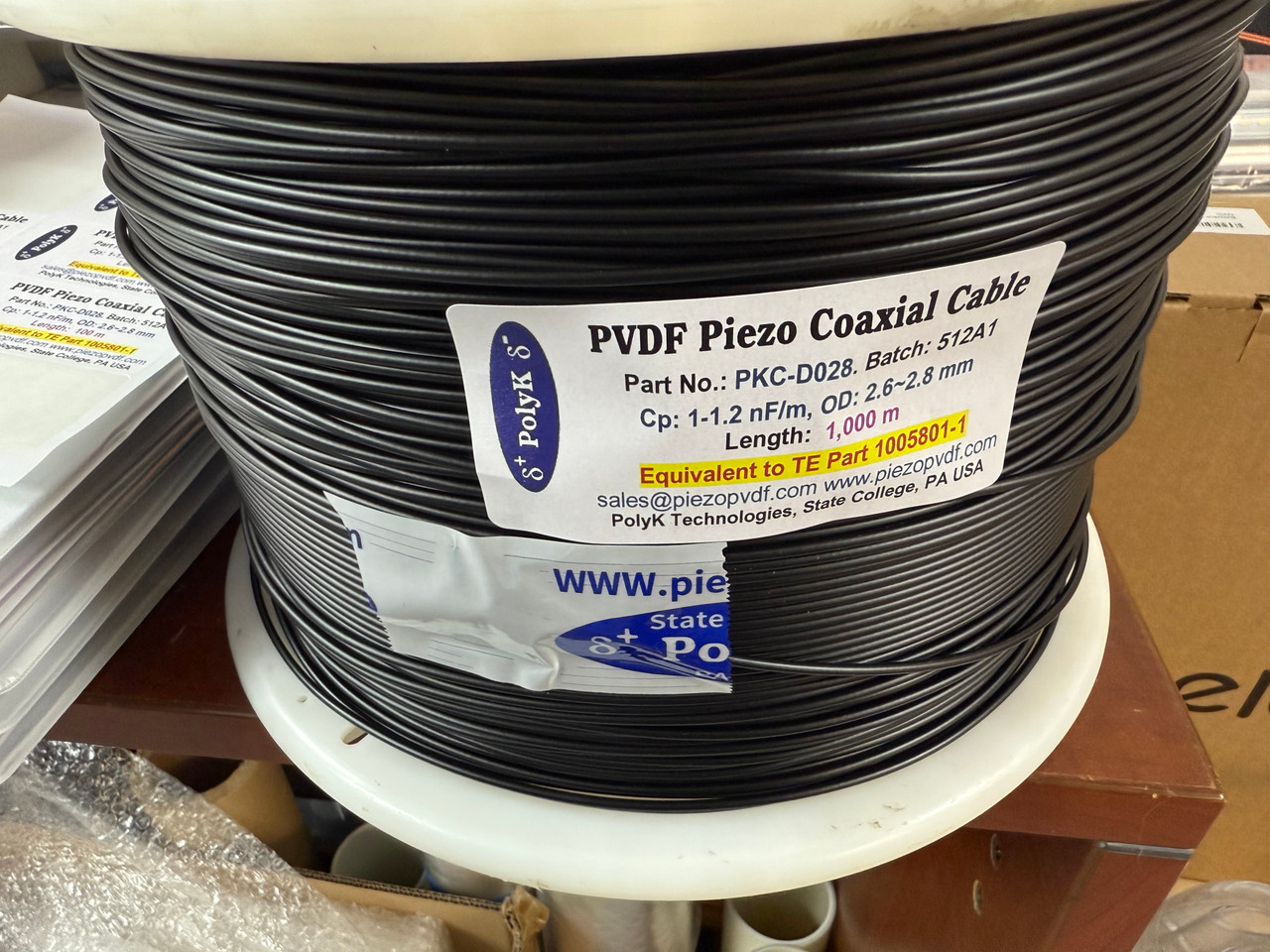 In Stock Piezoelectric PVDF Coaxial Cable for Security & Sleeping Monitor, Smart Piezo Fiber Fabric Cloth TE 1005801-1