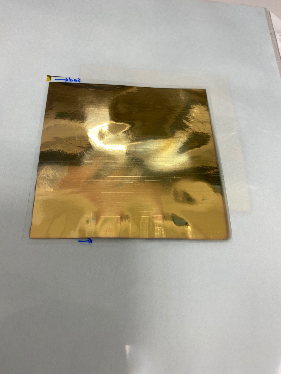 PVDF poled piezoelectric film, 120 mm x 120 mm, Gold Electrode Both surfaces, Uniaxially Oriented with high d31