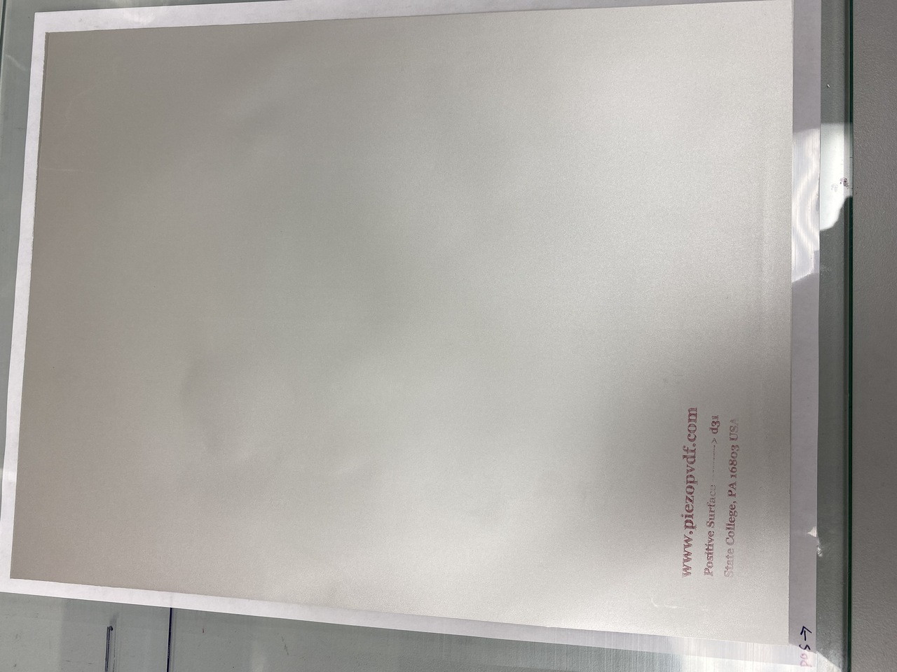 PVDF piezo film, 100um/28um/45um/120um thick, Sputtered 50 nm thick Aluminum Electrode, Pack of Five or Ten 200 mm x 280 mm