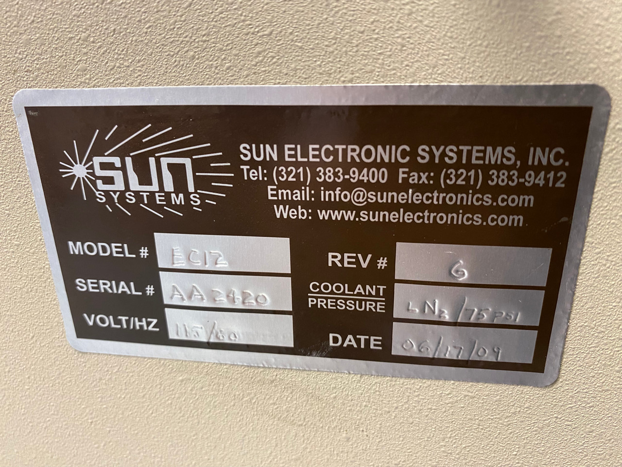 Sun Electronic Chamber Oven EC12,115 V, LN2 cooling, 2018, Rev G
