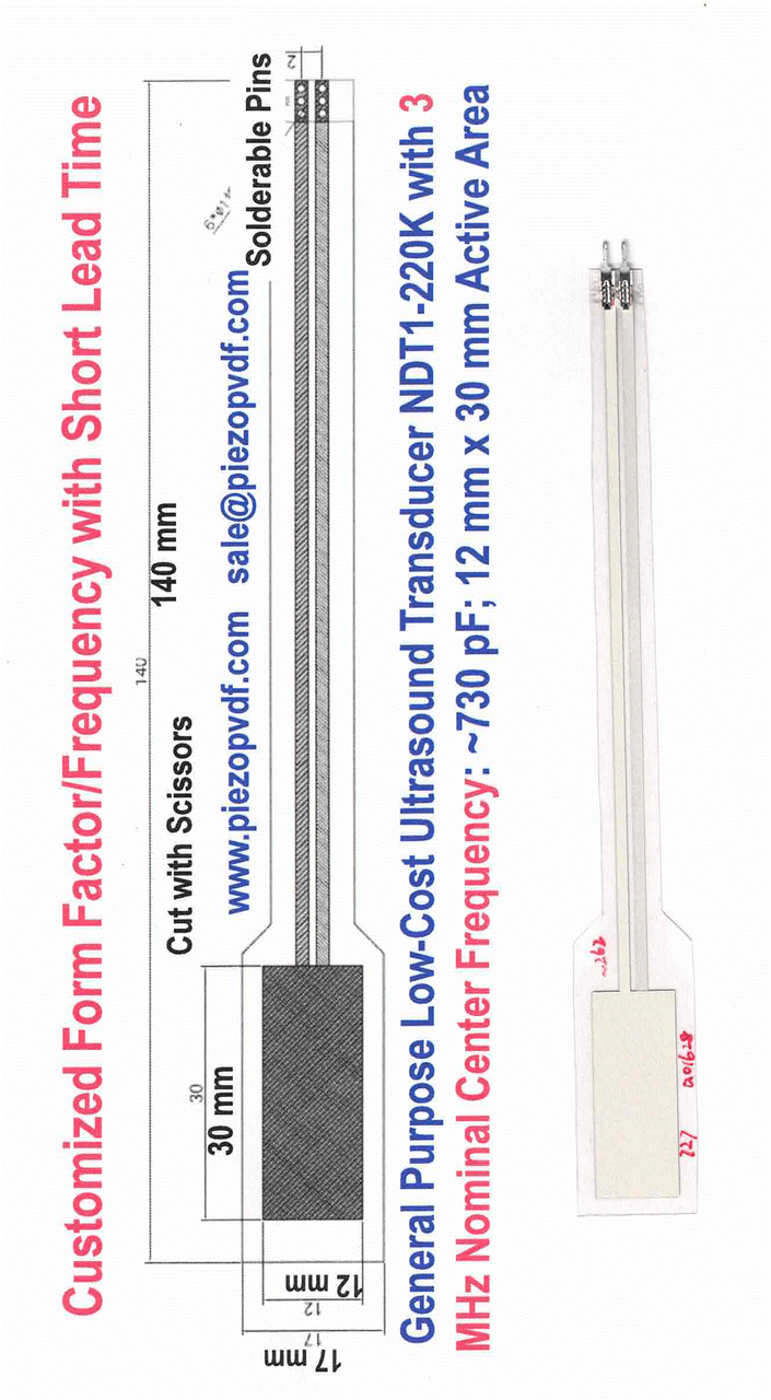 General Purpose Low-Cost Ultrasound Transducer NDT1-220K with 3 MHz Nominal Center Frequency