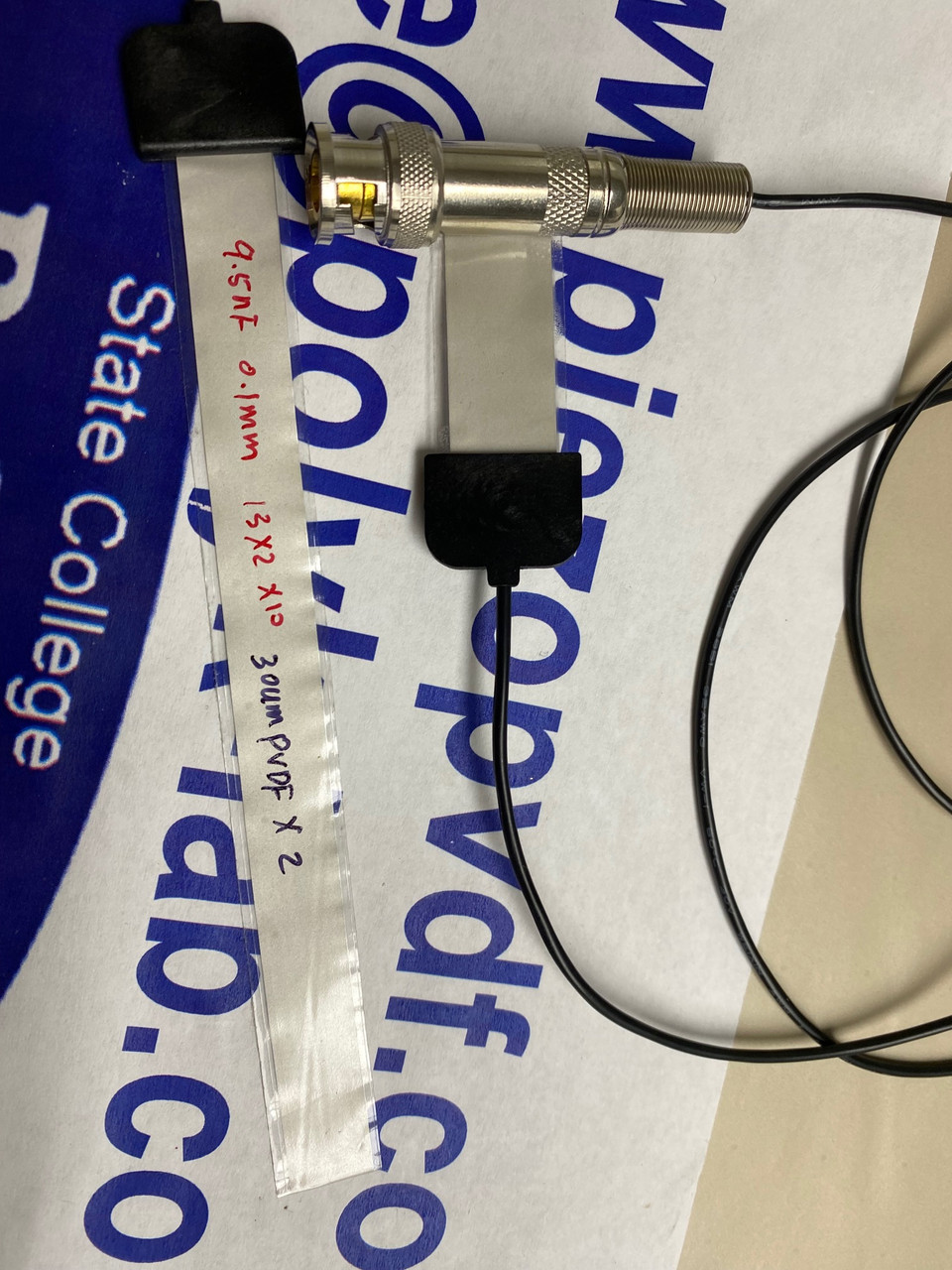 130 mm x 10 mm EMI-Shielded Low-Noise Flexible Piezo PVDF Sensor with soft BNC cable and connector, music piano pick up