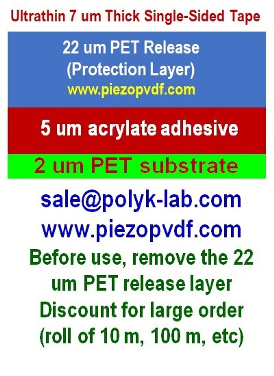 Ultrathin Free Standing Single Sided Tape 3 um, 5 um, 7 um, 10 um,  30 um, Paper Size