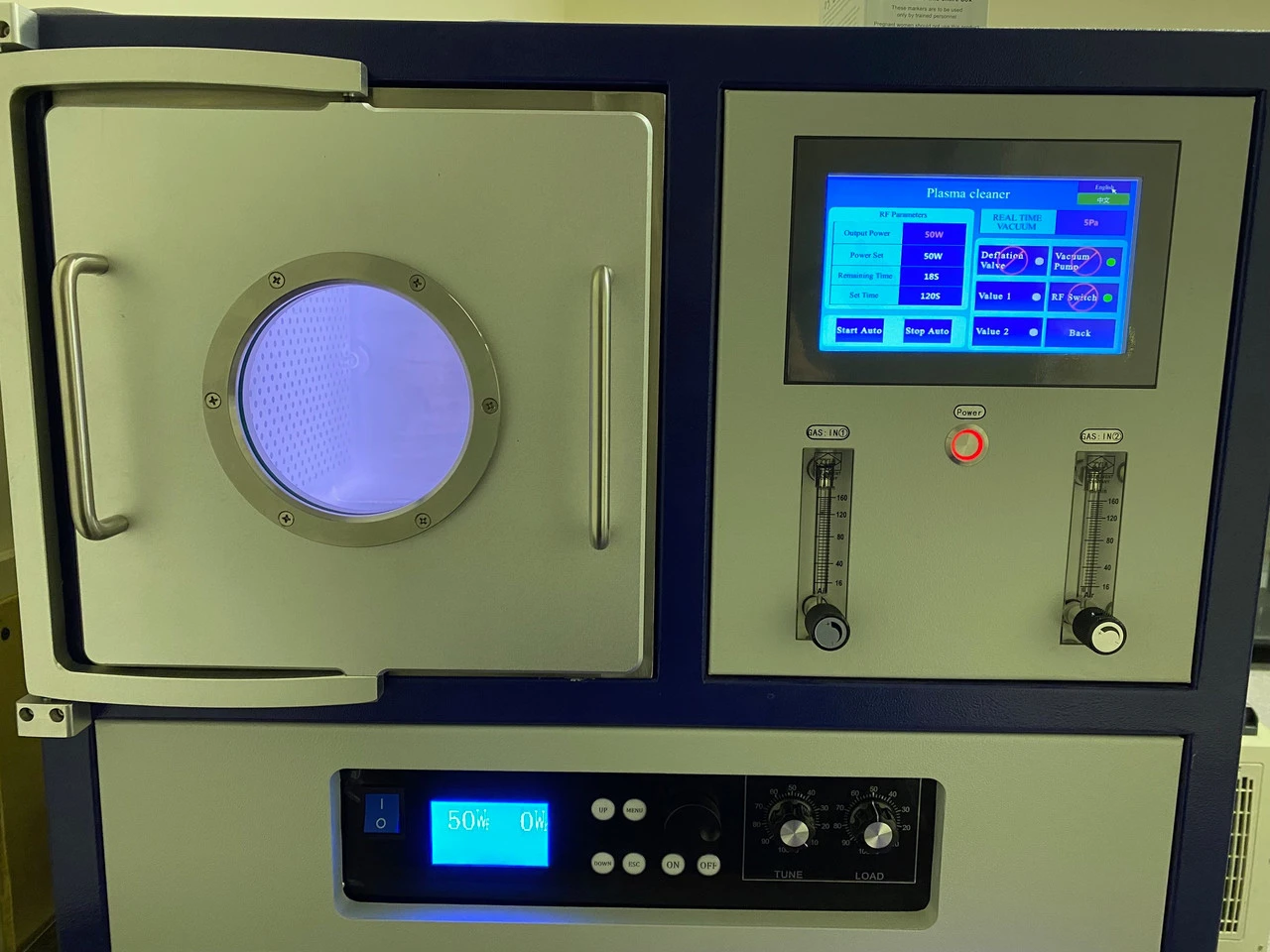 30L RF Plasma Cleaner 500 W Vacuum 300 mm x 300 mm x 350 mm