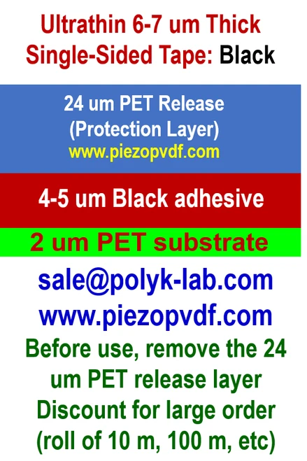 Ultrathin Free Standing Single Sided Tape 7 um Thick BLACK