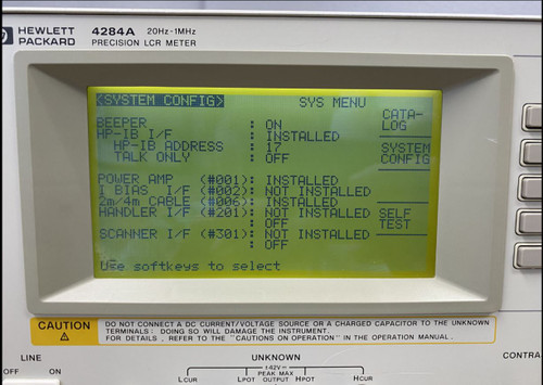 Refurbished HP 4284A Precision LCR Meter - 20 Hz to 1 MHz (Agilent) with cables and software, options 001 and 006