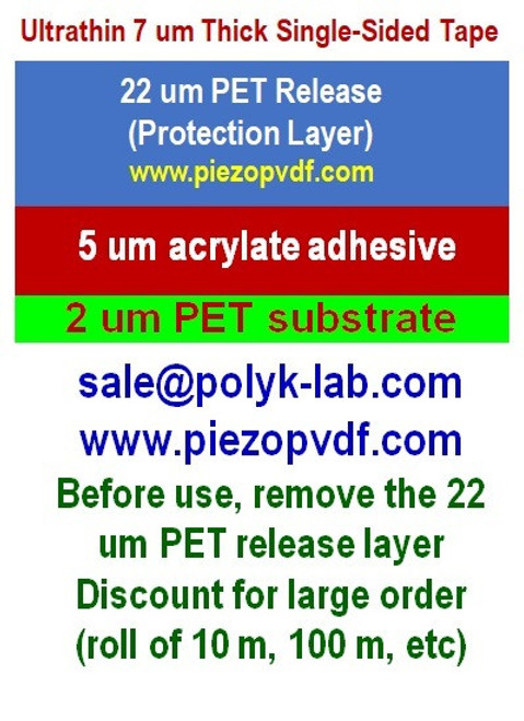 Ultrathin Free Standing Single Sided Tape 3 um, 5 um, 7 um, 10 um,  30 um, Paper Size