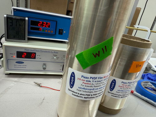 PVDF poled piezo film, 60 um thick, small roll of 10 m long