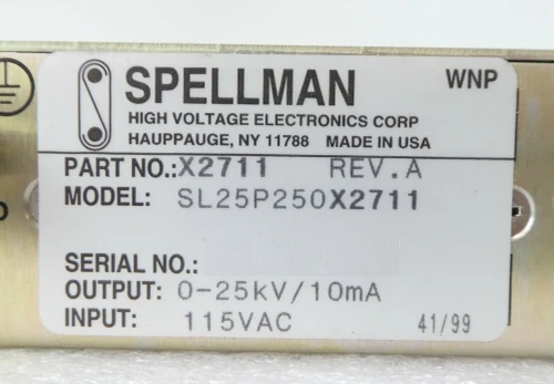 New Spellman Precision High Voltage Power Supply 25 kV 10 mA, NEW Unit With Cables and Manual